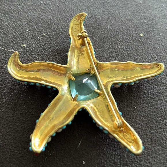 KJL Kenneth Jay Lane Cabochon Starfish Brooch Pin - Picture 2 of 2